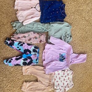 Baby Girl 9M Clothing Bundle Adidas Levi’s Carter’s 10pc Lot